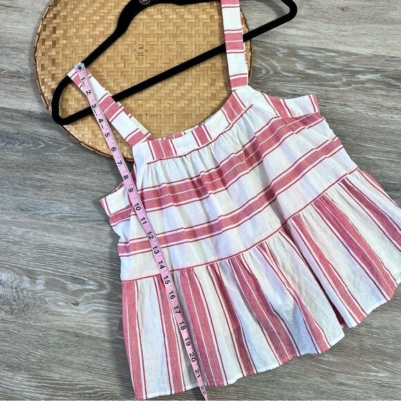 Ann Taylor loft red and white striped peplum sleeveless blouse - Picture 6 of 8